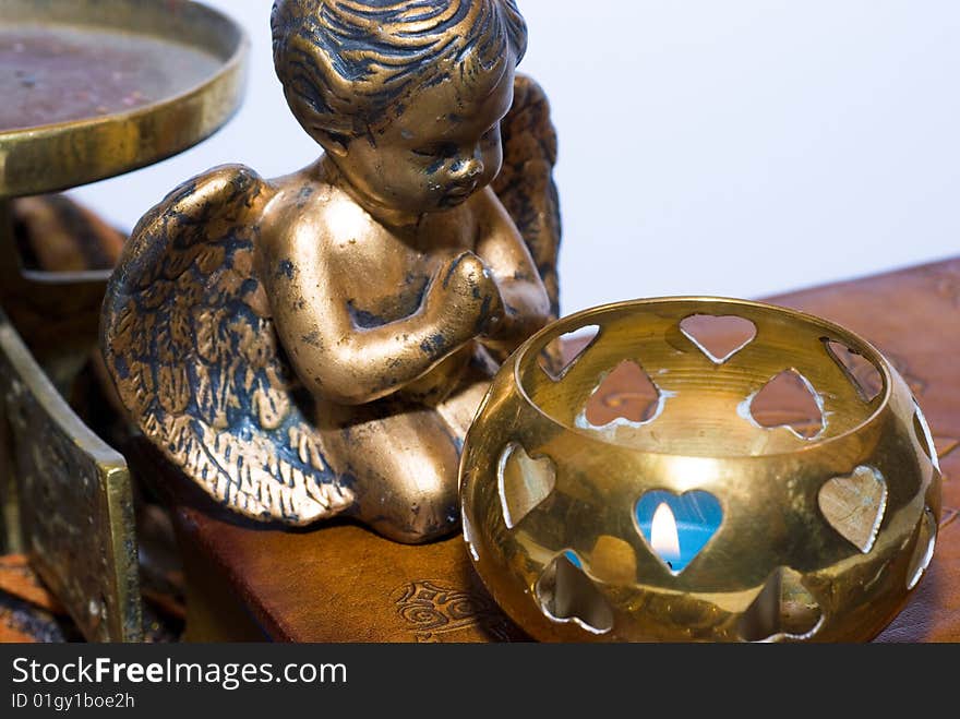 Picture of golden angel figurine. Picture of golden angel figurine