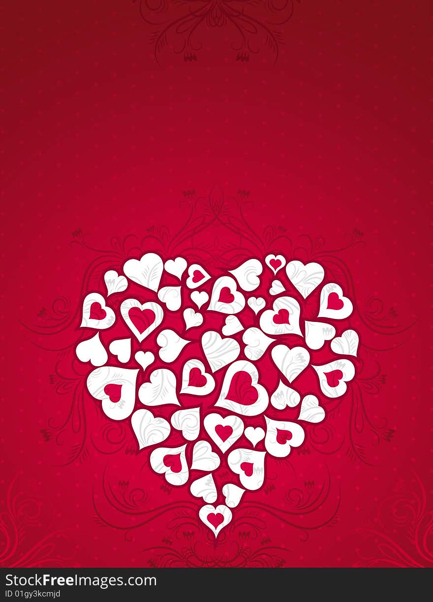 Big  heart over red background, vector illustration. Big  heart over red background, vector illustration