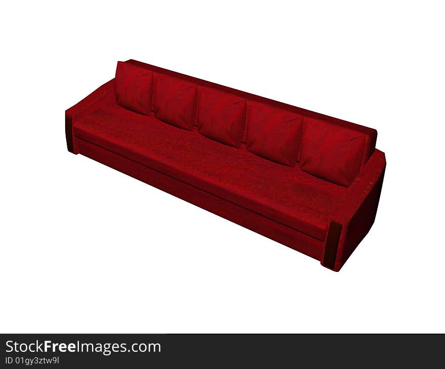 Modern dark-red sofa isolated on white