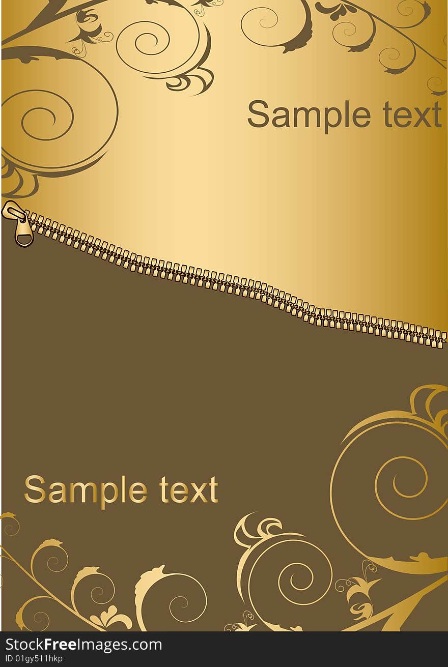 Golden background with zipper design