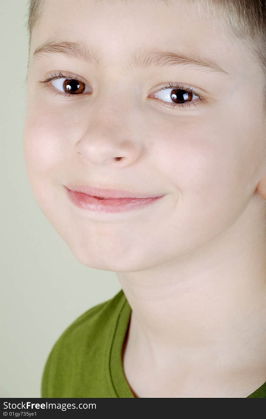 Portrait of smiling on a green background. Portrait of smiling on a green background