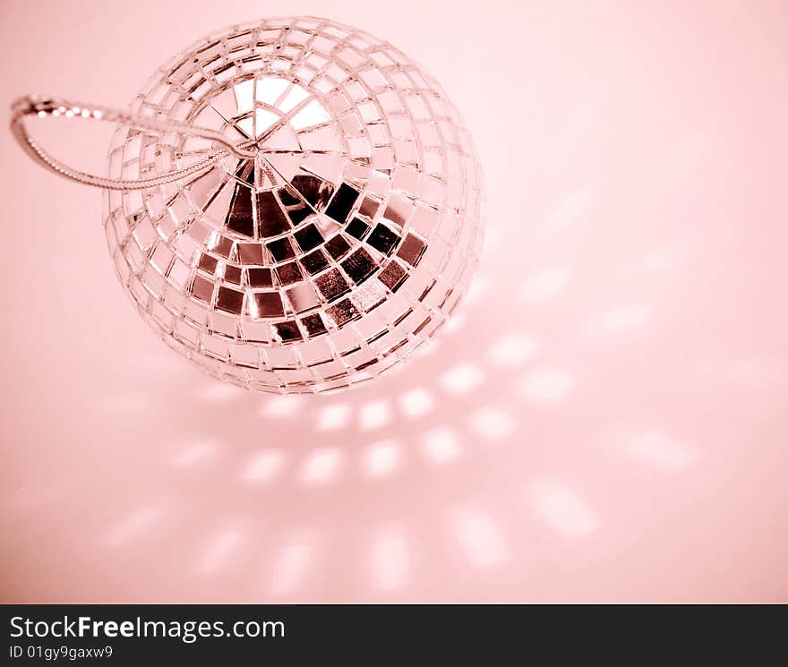 Pink disco ball from above