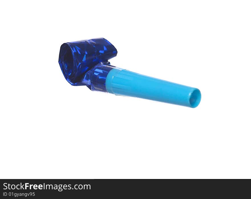 Blue Partywhistle towards white background