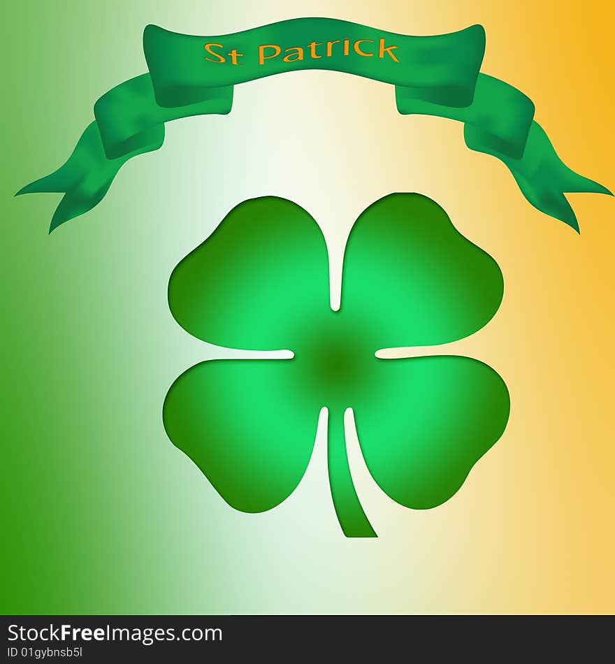 My illustration with the Irish flag colours as the background,with clover and banner. My illustration with the Irish flag colours as the background,with clover and banner