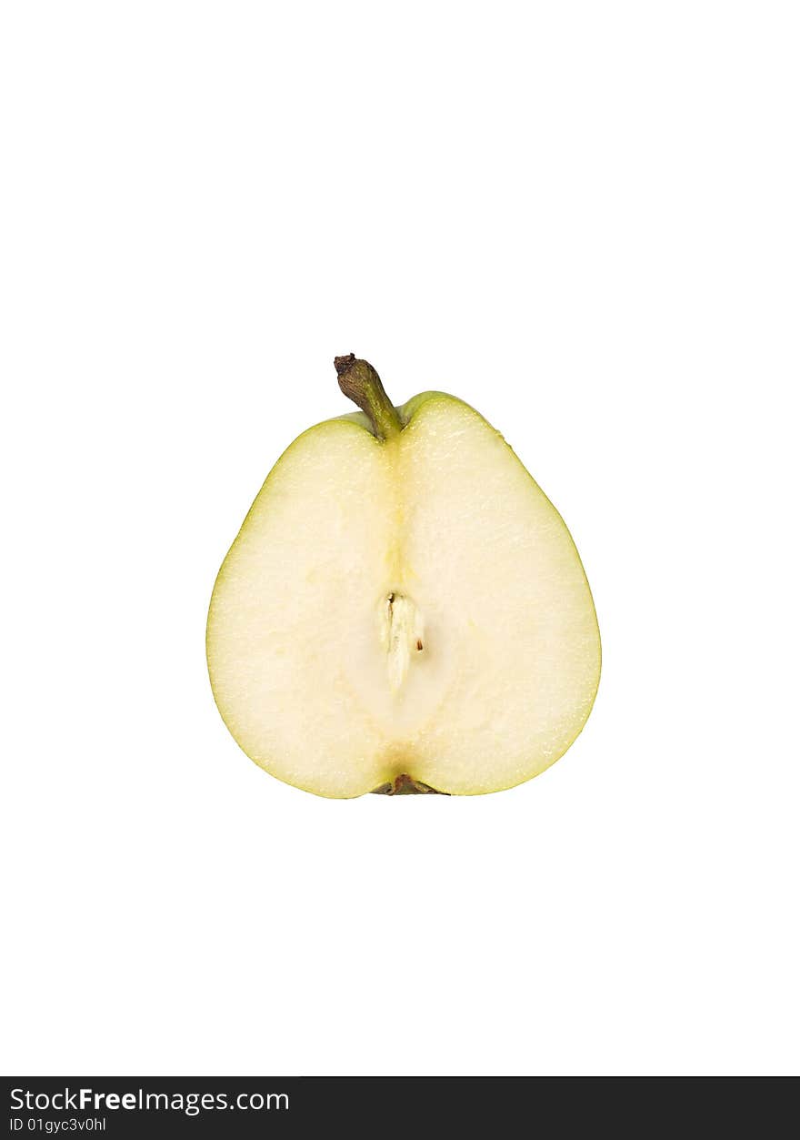 Pear cut in half