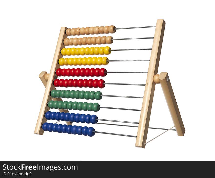 Colored abacus towards white background