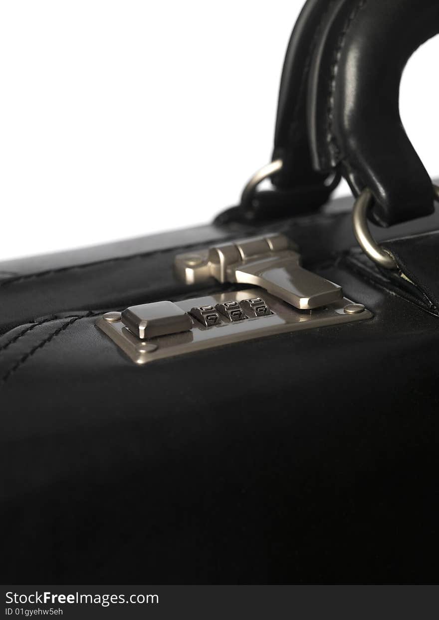 Black briefcase towards white background