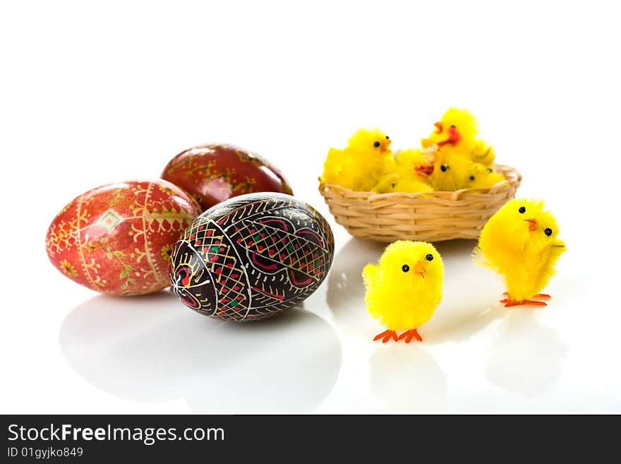 Easter eggs on white background