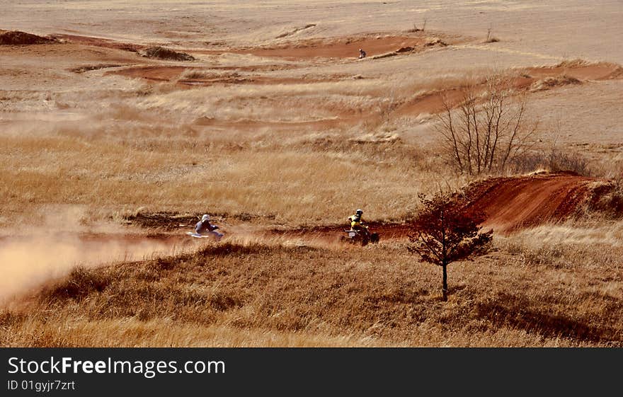 Landscape view of a mototcross track. Landscape view of a mototcross track