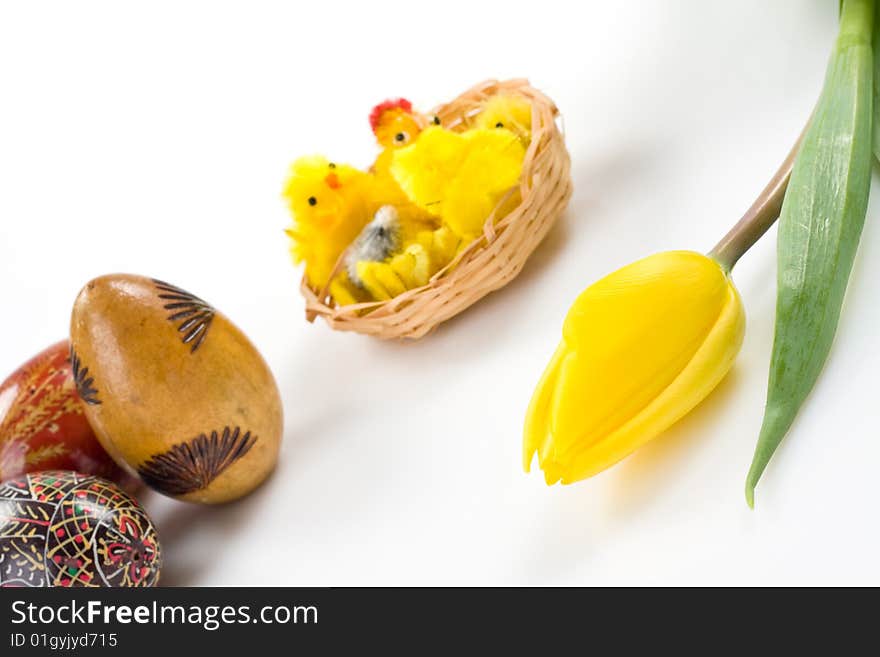 Easter eggs on white background