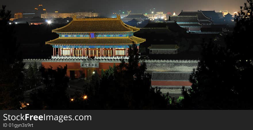 Panoramic Photography- Night of Imperial Palace, Forbidden City(Gu-gong) is Chinese name of this vintage building. Panoramic Photography- Night of Imperial Palace, Forbidden City(Gu-gong) is Chinese name of this vintage building.