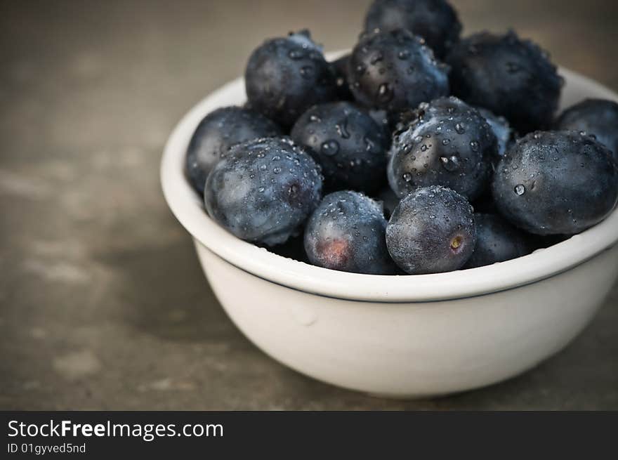 Close-up of Blueberries in a Bowl