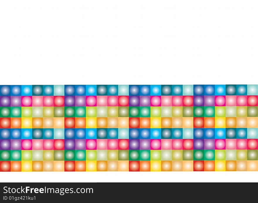 Abstract background with colorful bright squares isolated on white