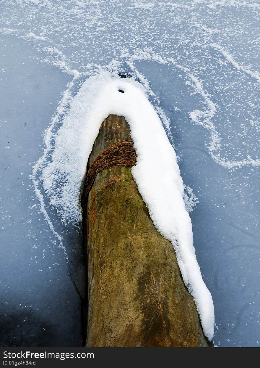 Frozen beam in the sea