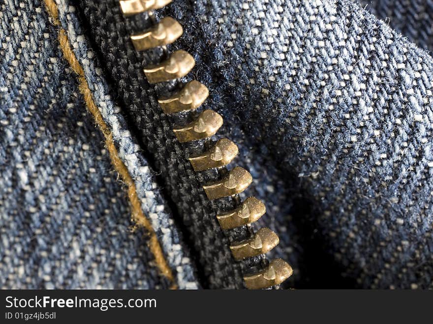 Blue jeans with zipper