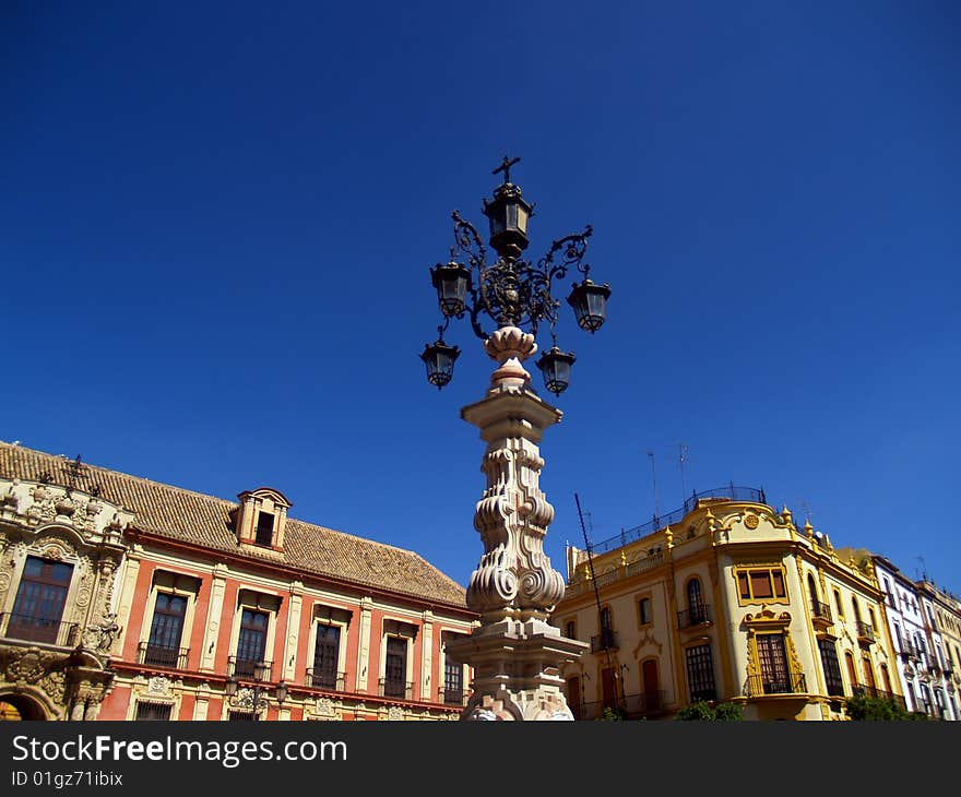 view of Sevilla Spain. Landscape. General view or scene of Sevilla city. Tourists attraction in Andalusia. Spain