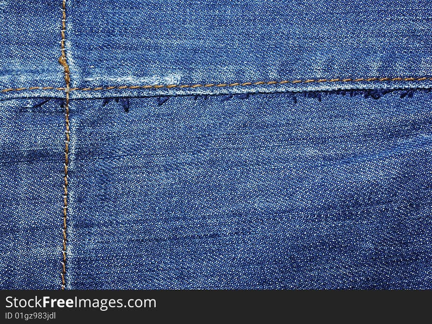 Blue Jeans With Yellow Stitches.