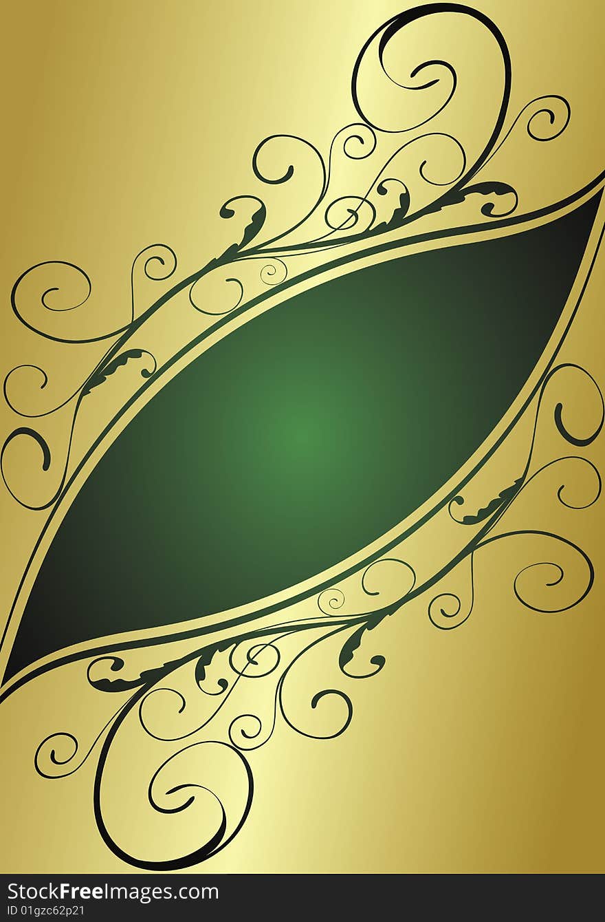 Green and gold background for text (vector)