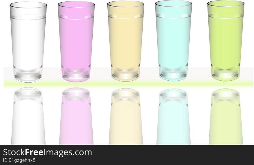 Illustration of glasses different colors