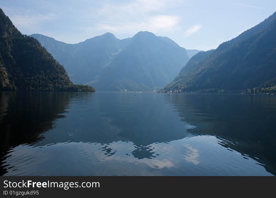 Alpine HallstätterSee lake in Austria