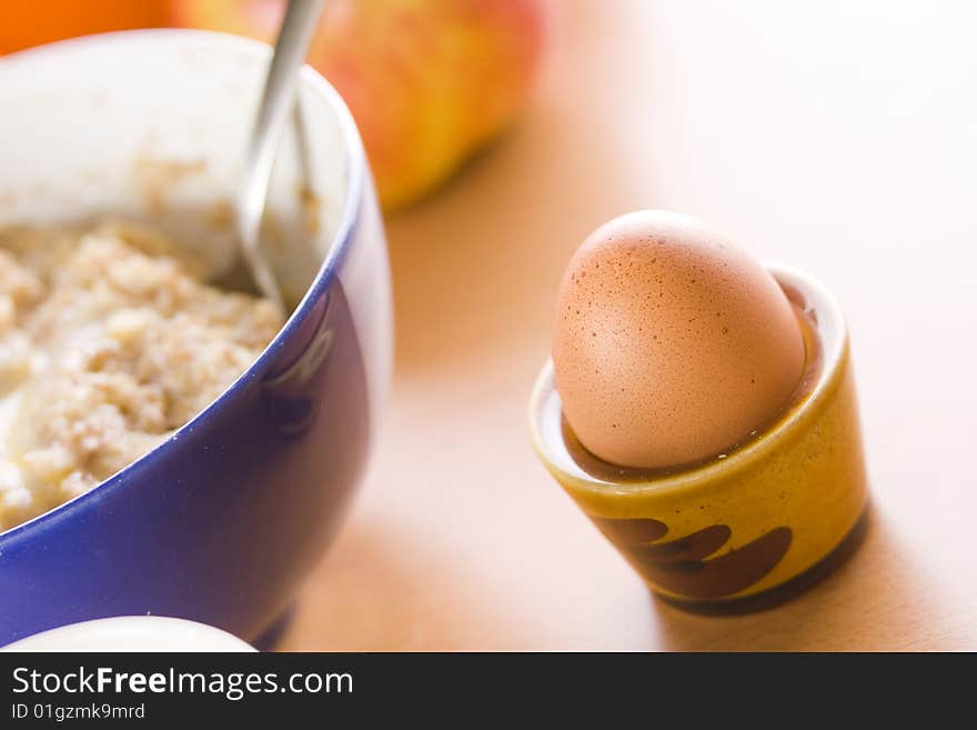 Hard boiled egg and breakfast