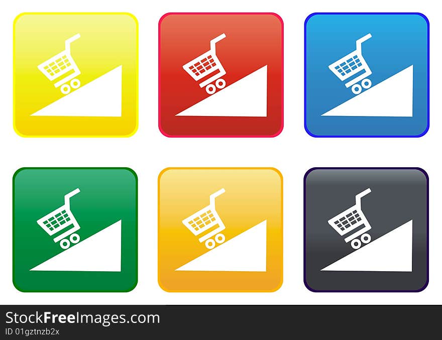 Shopping cart web button - computer generated image. Shopping cart web button - computer generated image