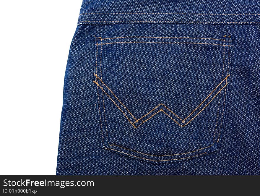 Dark blue jeans on white background