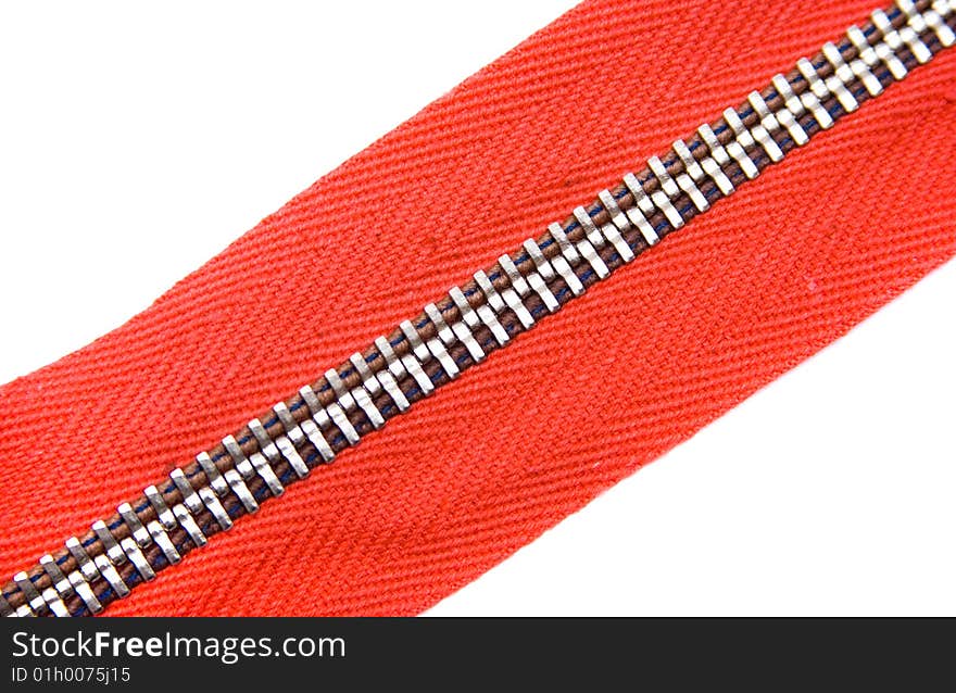 Red zipper on white background