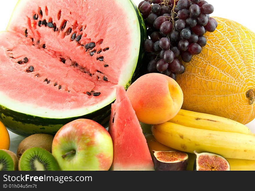 Fresh fruits isolated on a white background