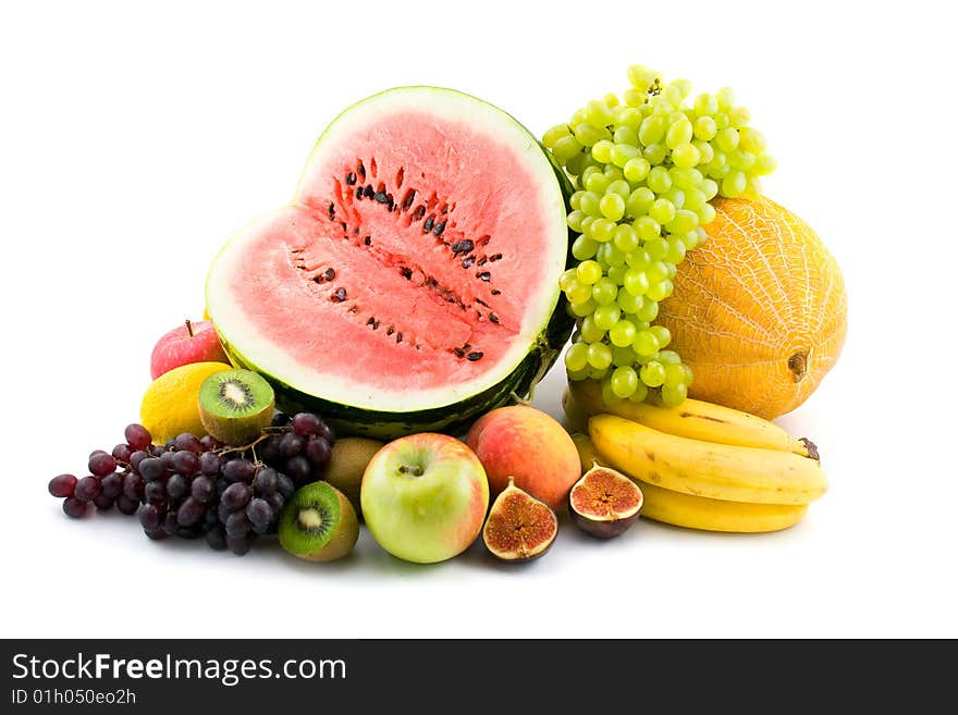 Fresh fruits  isolated on a white background