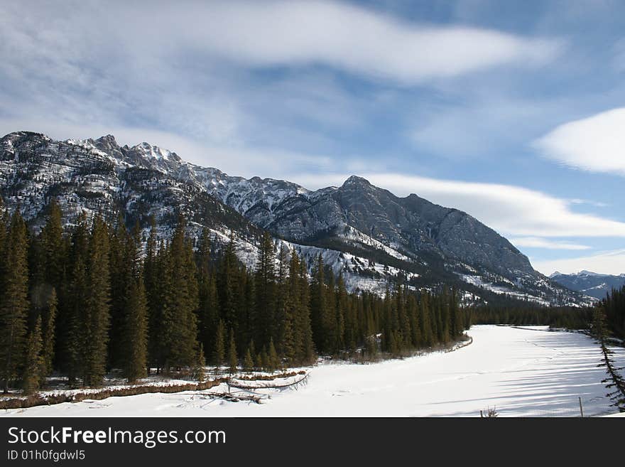 Winter in rocky mountains, canada