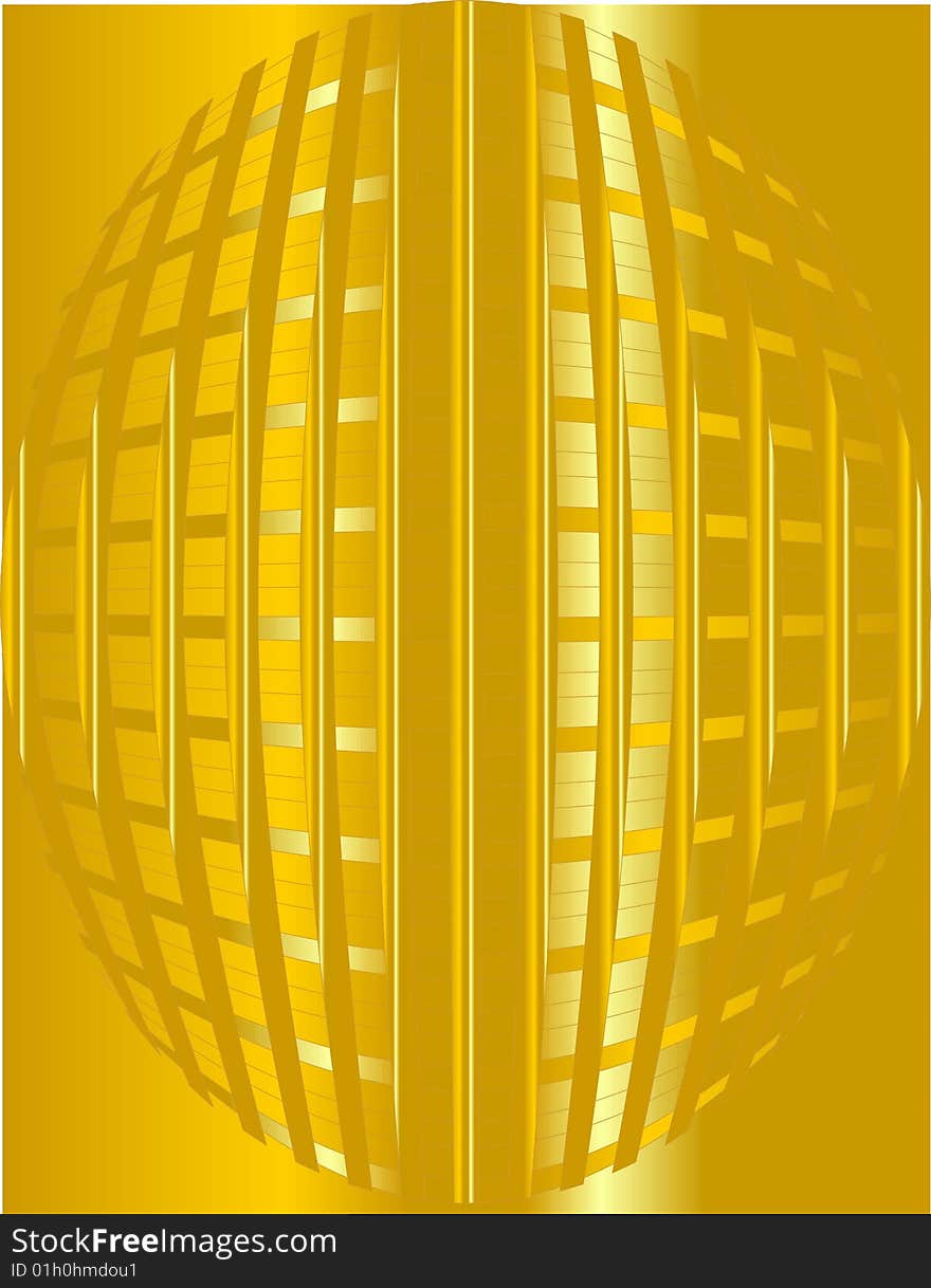 Golden lines, oval shaped in an open weave design on a golden background. Golden lines, oval shaped in an open weave design on a golden background