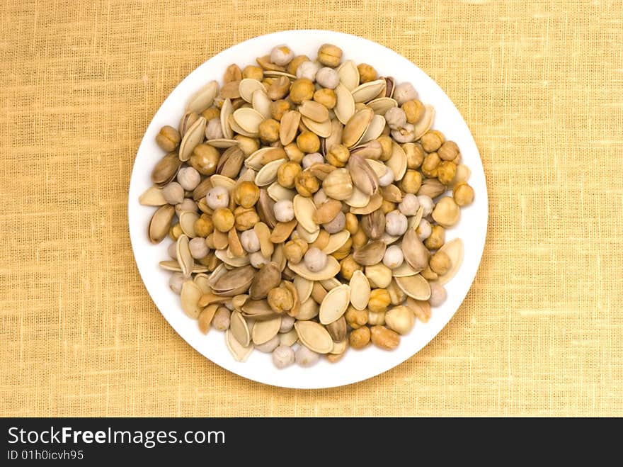 Salted nut mix on plate