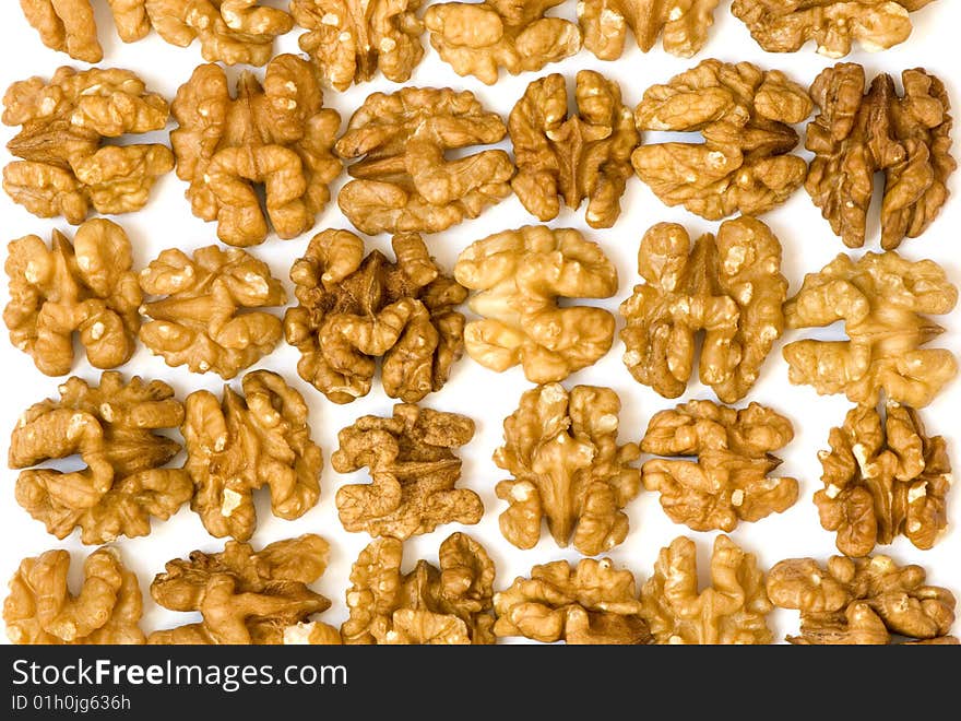 Close up of the walnut background. Close up of the walnut background