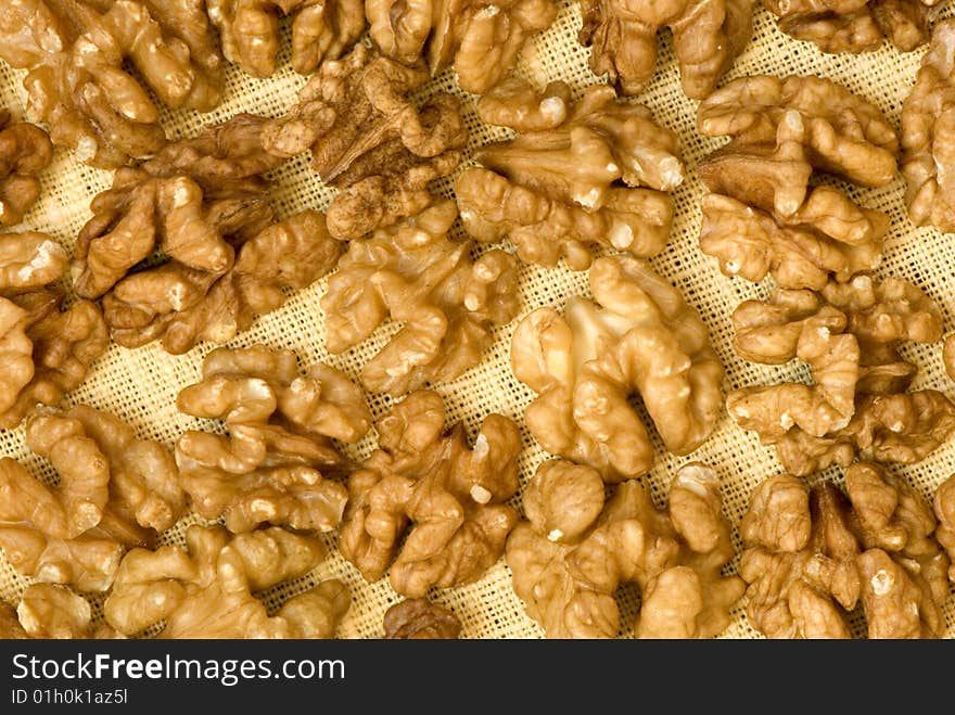 Close up of the walnut background. Close up of the walnut background