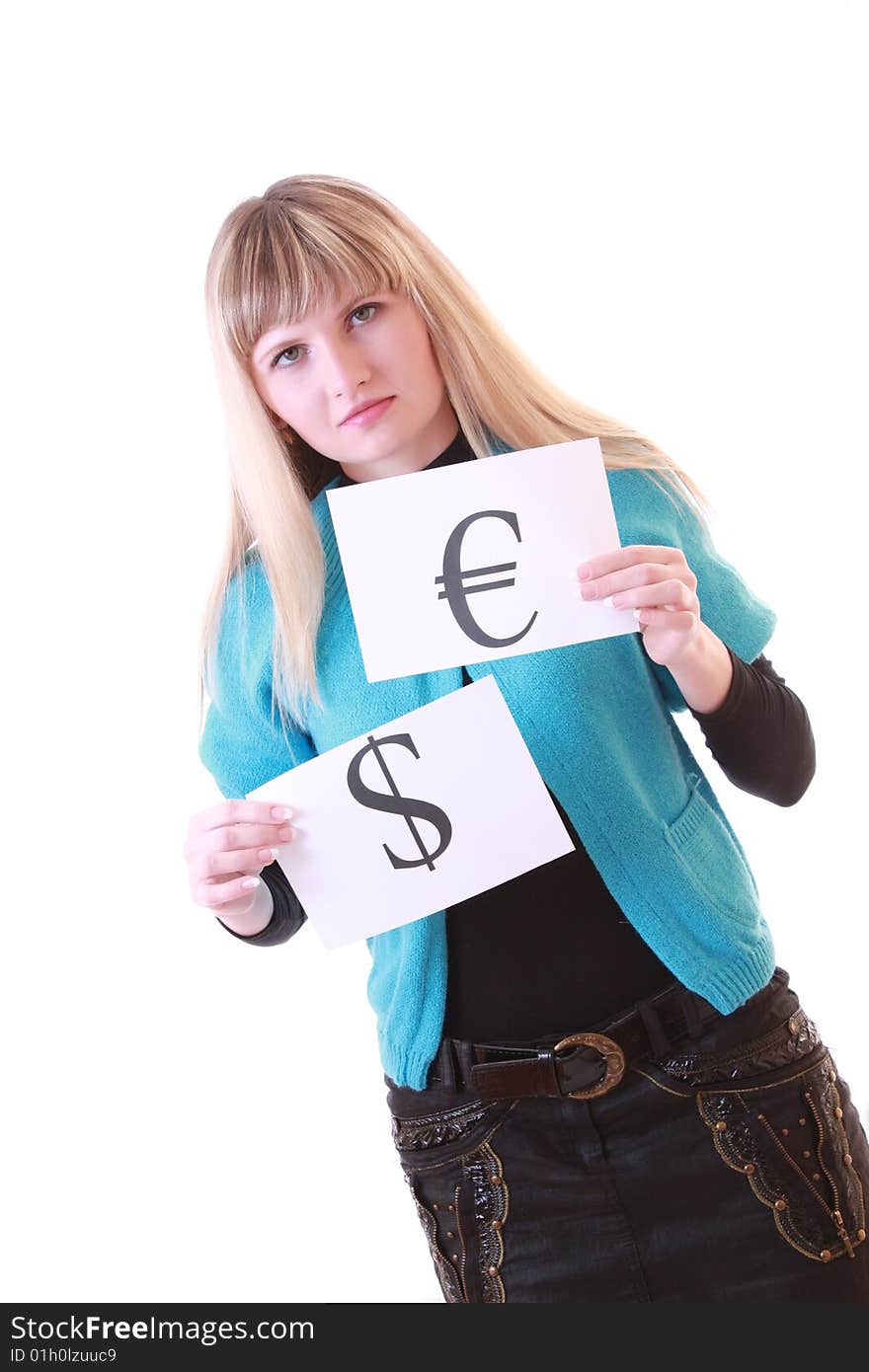 Girl with currency symbol