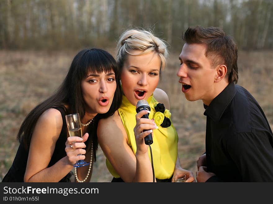 Lovely girls and boy singers trio