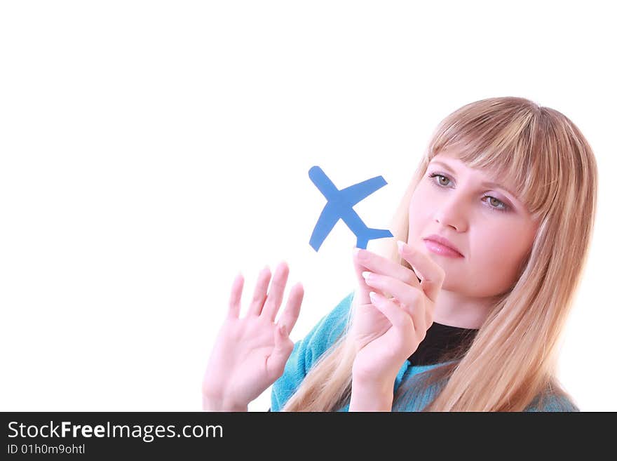 Young girl with aircraft in hands