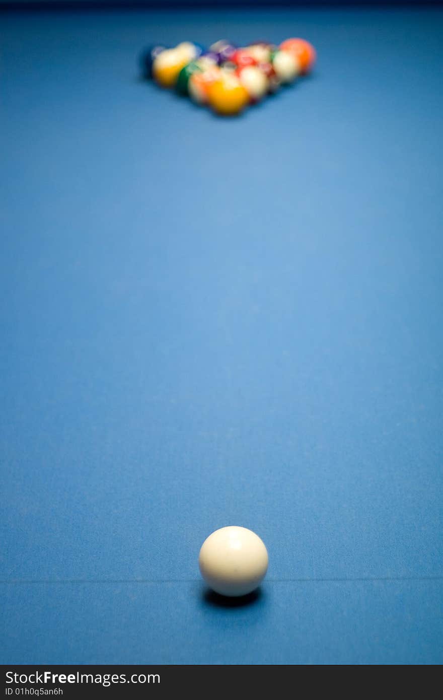 Billiard balls on a pool table.