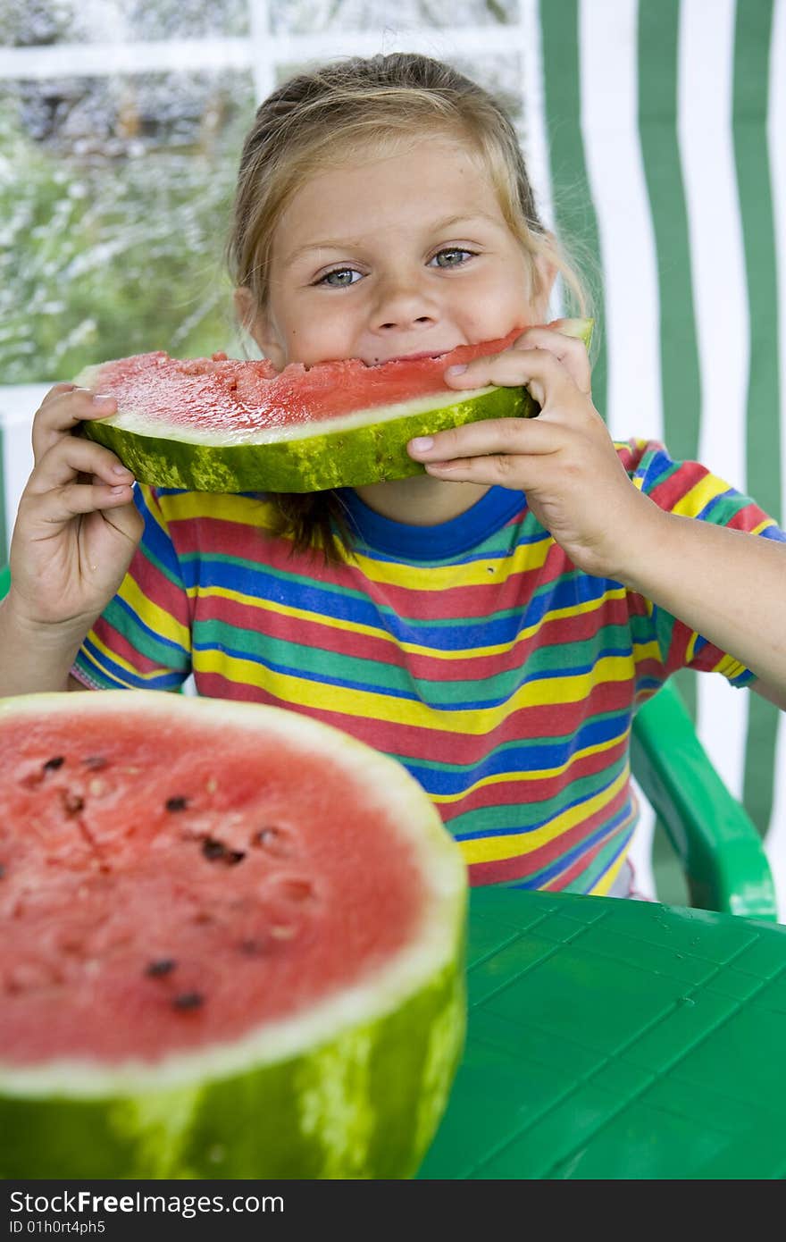 Girl with watermelon