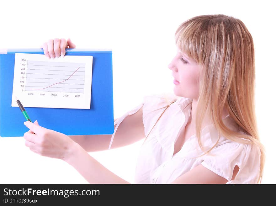 Woman showing positive chart