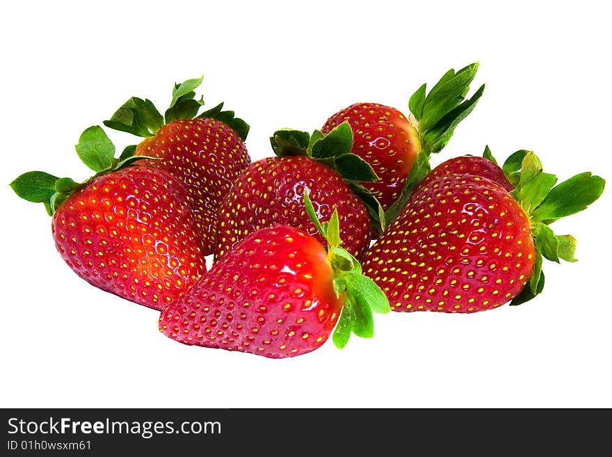 Strawberries isolated over white background