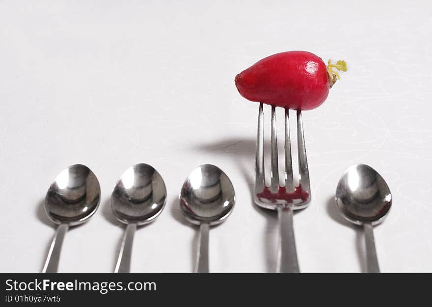 Spoon and Fork with Radish