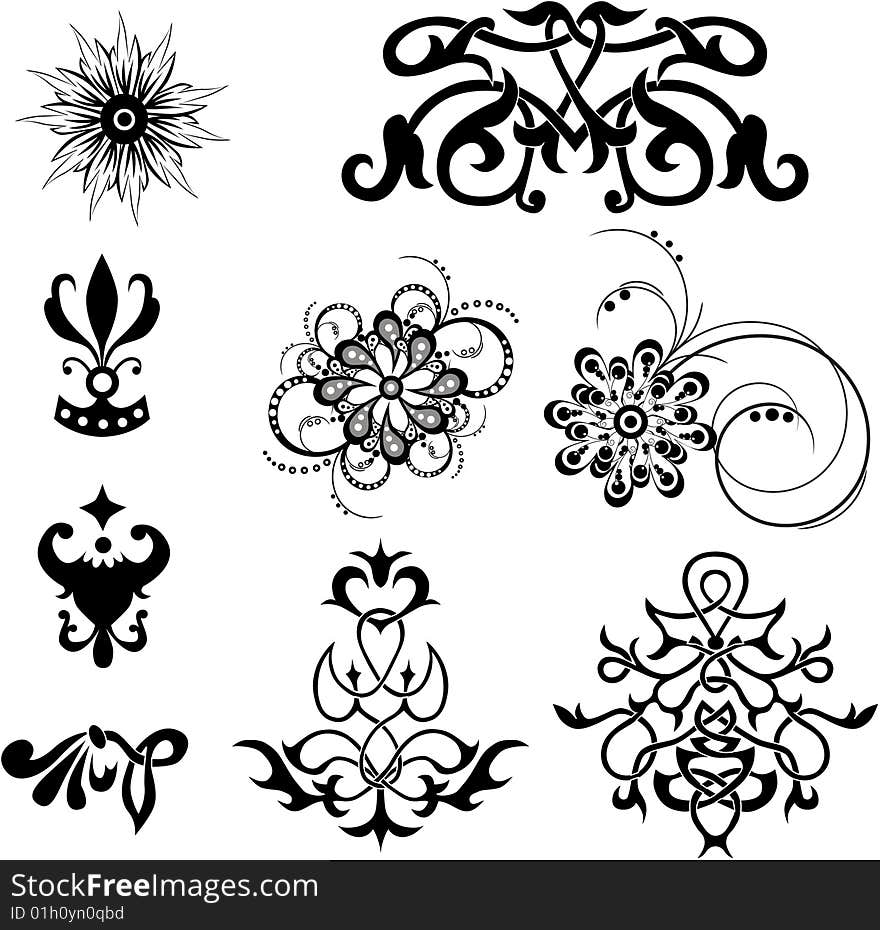 Vector elements for dekor. tattoo