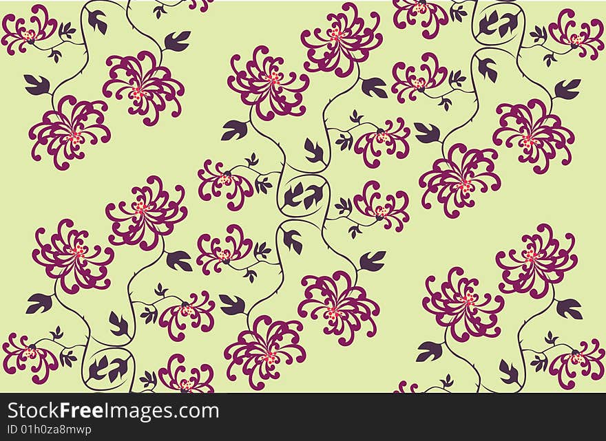 Vector seamless retro  flower background