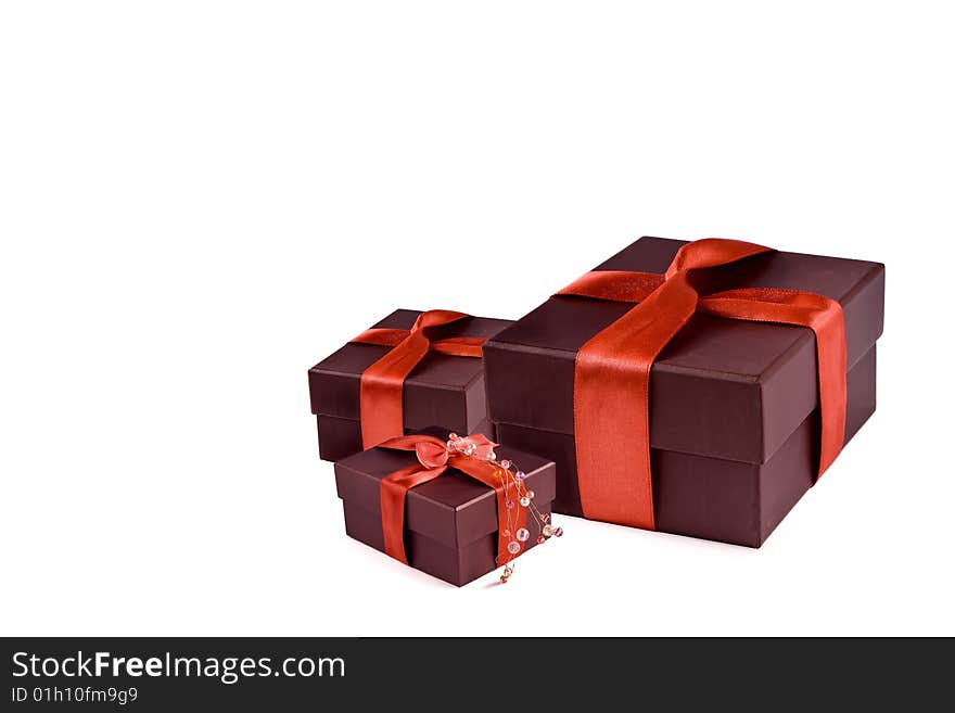 Gift box with red ribbon