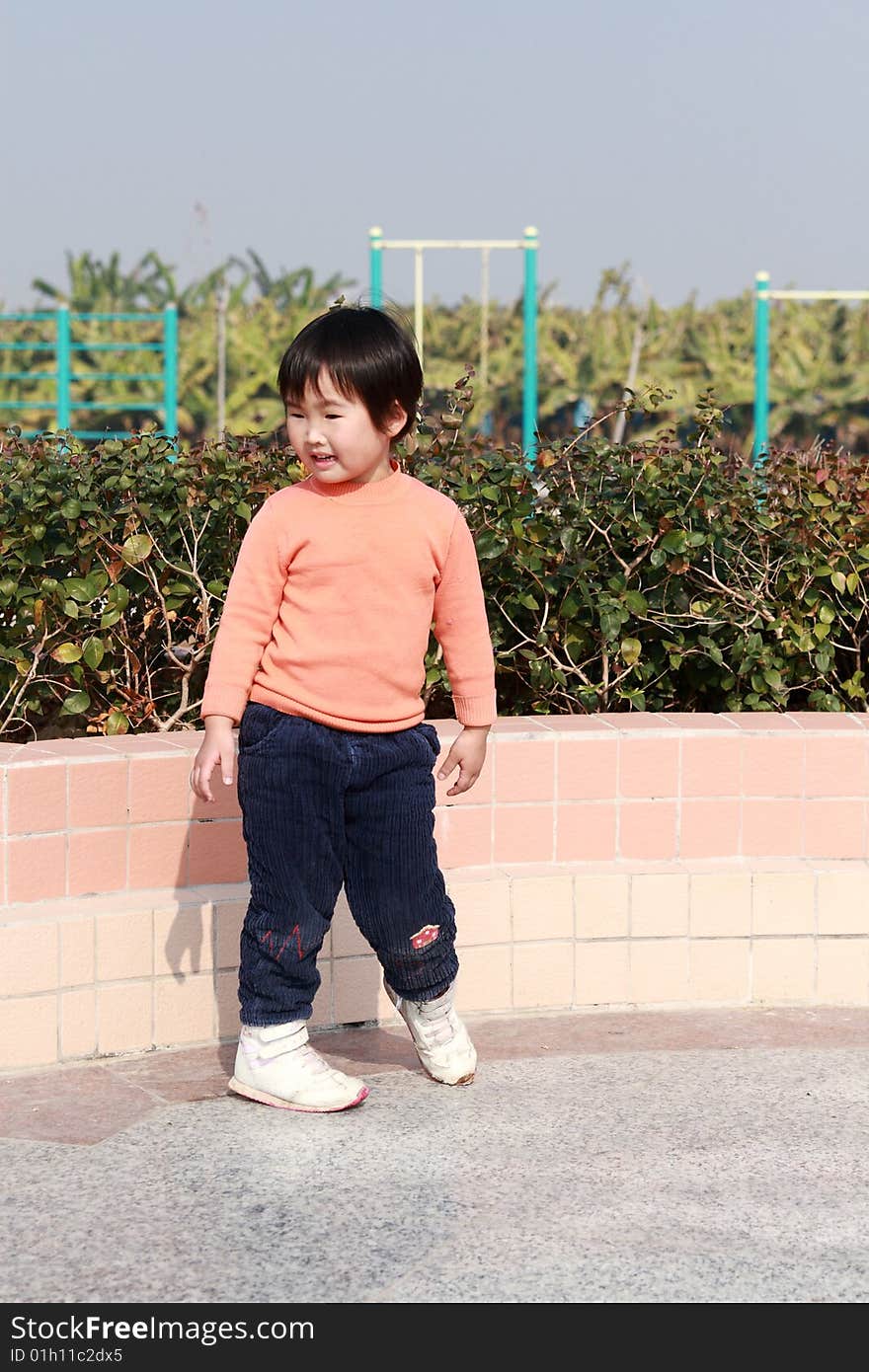 Chinese little child in the park。