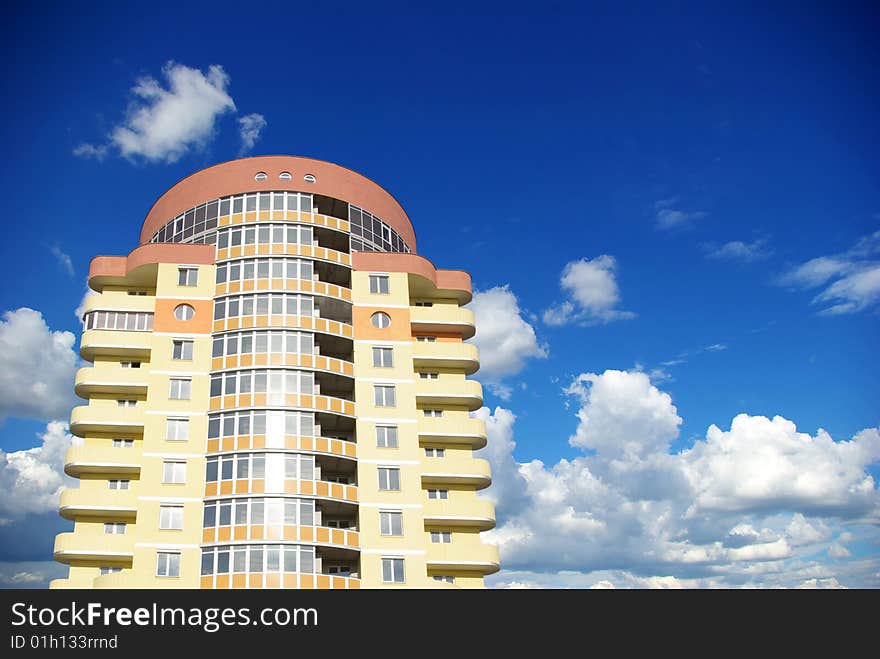 A modern apartments building on sky