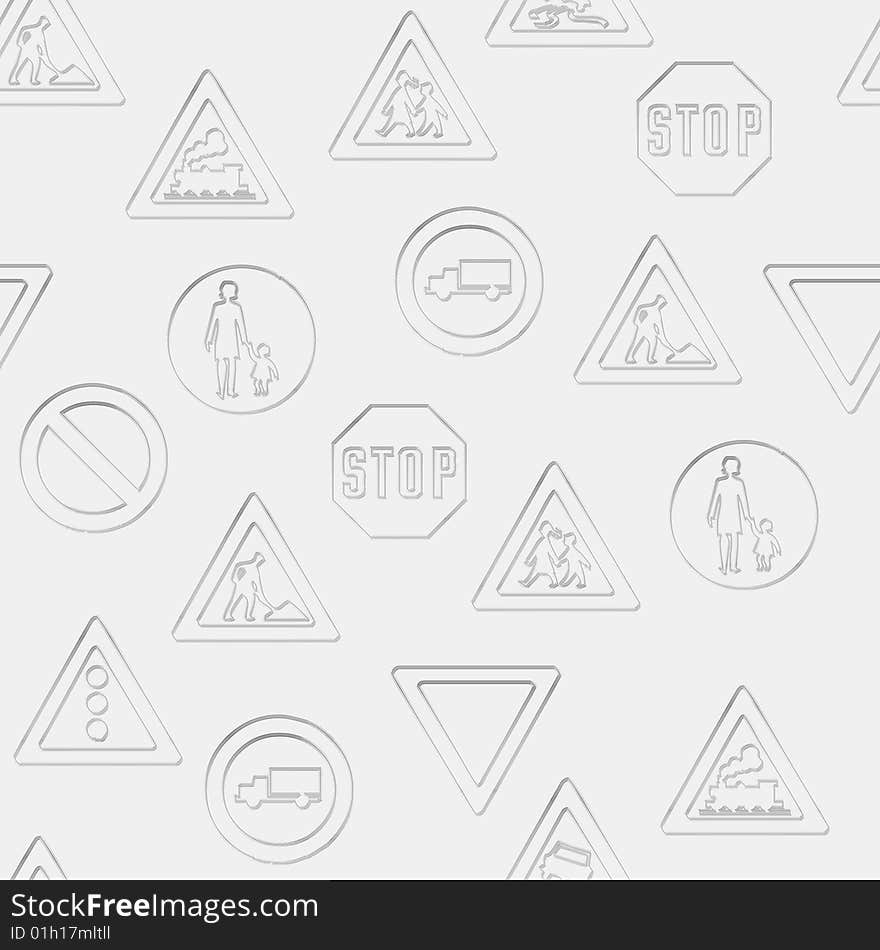 Various traffic signs on light grey background. Various traffic signs on light grey background.