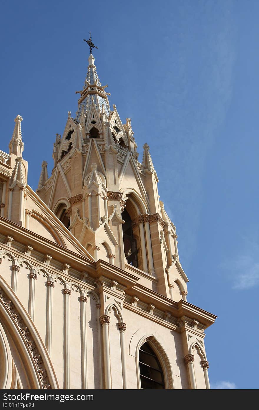 Facade of a church building in the historic centre of Malaga on the southern coast of Spain. Facade of a church building in the historic centre of Malaga on the southern coast of Spain.